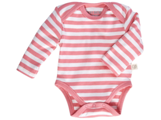 Baby Langarmbody Bio-Baumwolle rosa-off white