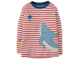 Kinder Langarmshirt Hai rot geringelt