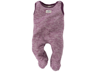 Baby Strampler mit Fuß Wollplüsch beere-geringelt