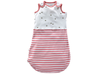 Baby Schlafsack ohne Arm Bio-Baumwolle Biene off white-rosa