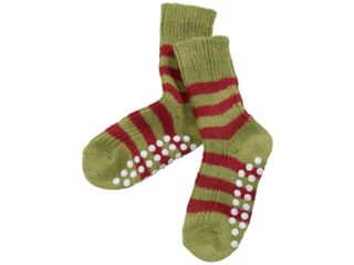 Kinder Stoppersocken maigrün-geringelt