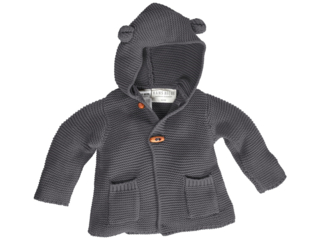 Baby und Kinder Strickjacke mit Kapuze Bio-Baumwolle dunkelgrau