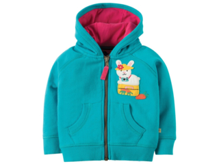 Kinder Sweatjacke mit Kapuze Häschen türkis