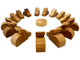 Osterdeko Hasen, Holzfiguren aus Massivholz, 16-teilig