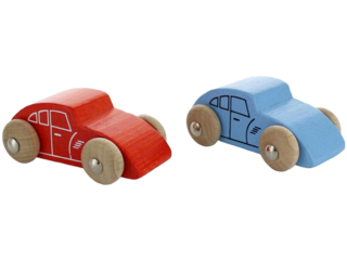 Spielzeugautos aus Buchenholz, 2er Set