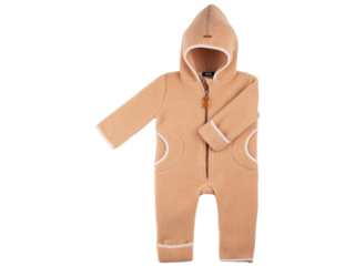 Baby und Kinder Overall mit Kapuze Bio-Merino-Wollfleece (kbT) apricot