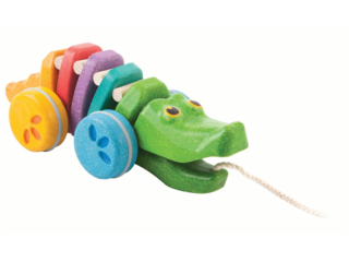 Nachziehtier Regenbogen Krokodil aus Kautschukholz