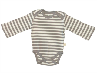 Baby Langarmbody 2. Wahl Bio-Baumwolle grau-off white