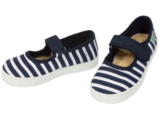 Kinder Schuhe Ballerinas mit Klettverschluss navy-gestreift