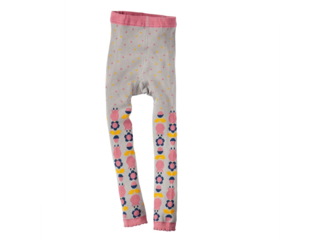 Kinder Leggings Blume grau-rosa