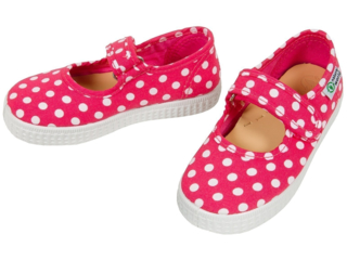 Kinder Schuhe Ballerinas mit Klettverschluss fuchsie-pünktchen