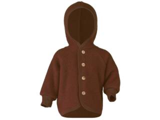 Baby Jacke mit Kapuze, Bio-Merinowolle (kbT) Fleece, melange-zimt