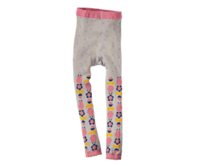 Kinder Leggings Blume grau-rosa