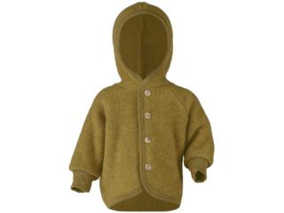 Baby Jacke mit Kapuze, Bio-Merinowolle (kbT) Fleece, melange-safran