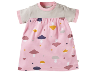 Baby Kleid Kurzarm Bio-Baumwolle Pilzparty rosa