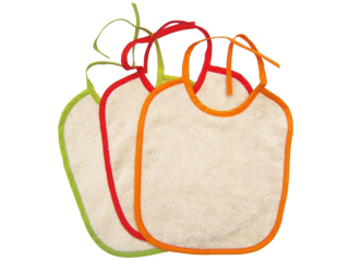 Lätzchen mit Bindebändern 3er-Set natur-grün-orange