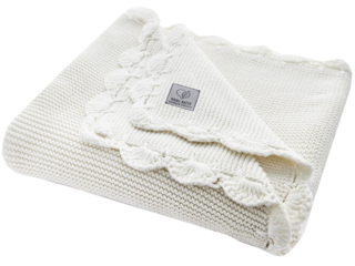 Babydecke Bio-Baumwolle mit Muschelkante, nature