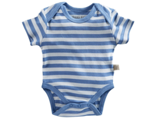 Baby Body Kurzarm Bio Baumwolle blau-off white