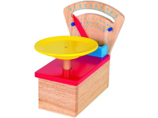 Waage für Kaufladen und Kinderküche, Gummibaumholz