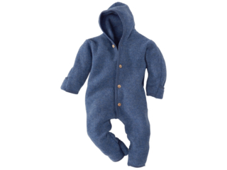 Kapuzenoverall, kbT-Wollfleece, melange-blau