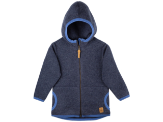 Baby und Kinder Jacke mit Kapuze Bio-Merino-Wollfleece jeans