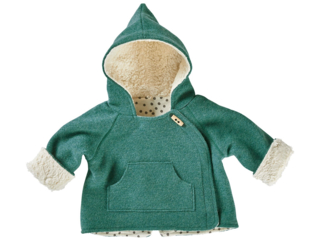 Baby und Kinder Jacke Bio Schurwoll-Walk mit Teddyfutter grün