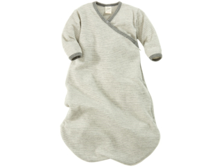 Baby Schlafsack Wickelsack Wolle Seide grau-geringelt