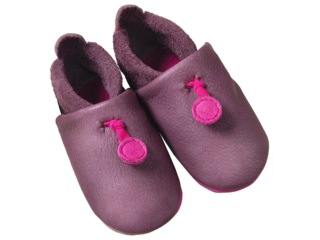 Kinder Lederpuschen Krabbelschuhe Bio-Leder "Amigos" brombeer