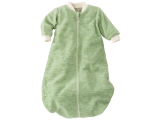 Schlafsack Baby, Schurwolle (kbT), grün-geringelt