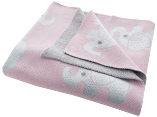 Babydecke Bio-Baumwolle, Elefanten rose