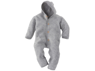 Kapuzenoverall, kbT-Wollfleece, melange-hellgrau