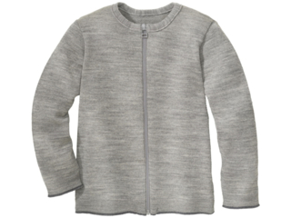 Kinder Strickjacke mit Reißverschluss Bio-Merinowolle hellgrau