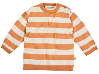 Kinder Pullover Strick-Qualität Bio-Baumwolle ecru-orange