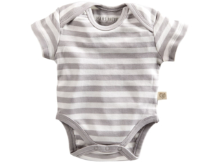 Baby Body Kurzarm Bio Baumwolle grau-off white