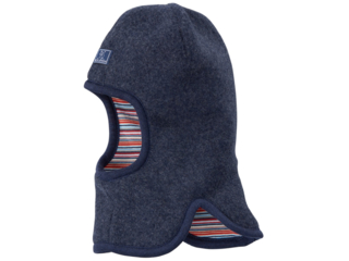 Baby und Kinder Schlupfmütze zum Wenden Wollfleece marine