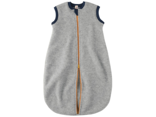 Schlafsack Baby Bio Merinowolle Fleece melange hellgrau