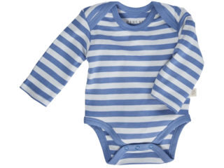 Baby Langarmbody Bio-Baumwolle blau-off white
