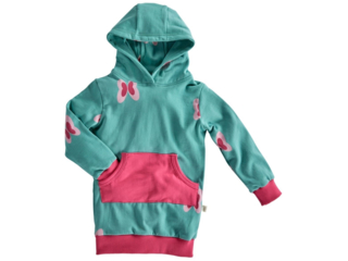 Kinder Long Pullover mit Kapuze Bio-Baumwolle Schmetterling pink