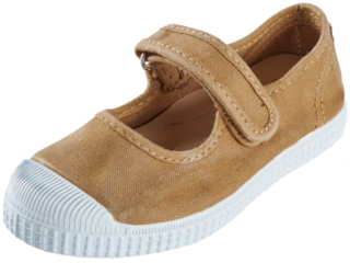 Kinder Schuhe Ballerinas mit Kappe und Klettverschluss senf