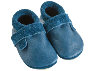 Baby und Kinder Hausschuhe Krabbelschuhe Ecopell Leder dunkelblau