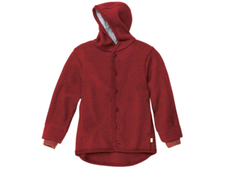 Kinder Jacke mit Kapuze Bio-Merino-Wollwalk (kbT) bordeaux