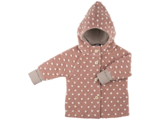 Kinder Mantel mit Kapuze Wollwalk rose Punkte