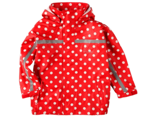 Kinder Buddeljacke und Regenjacke Räuberwald Punkte rot
