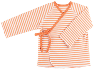 Baby Shirt zum Wickeln papaya-gestreift