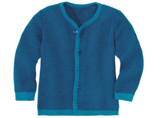 Kinder Strickjacke Merinowolle (kbT) melange- blau