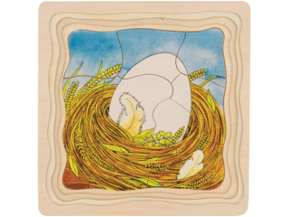Holzpuzzle"Das Huhn", 4 Bilder, 44-teilig