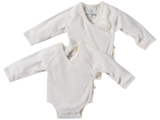Baby Wickelbody Langarm Bio-Baumwolle 2er Set off white