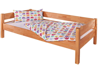 Einzelbett "Leon" mit Bettkasten, Buche massiv, bio geölt