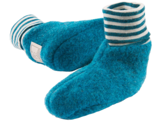 Babyschuhe Krabbelschuhe "Sox" Bio-Schurwoll-Fleece petrol