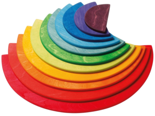 Großer Regenbogen Halbkreise aus Lindenholz, 11-teilig, bunt lasiert
